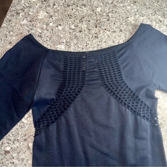 BEBE Bodycon Black 3/4 Sleeve Mini Dress - Size S 🖤✨ - Picture 3 of 6